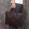 Bortkyror äkta läderportfölj väska för män Executive Laptop Office Handbag Tote Business Document Vintage