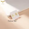 Stud Earrings Fashion Asymmetrical For Men Women Teen Chinese Character Lucky Year Bless Letter Ear Studs Christmas Gifts