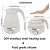 Foldable And Portable Teapot Water Heater 0.6L 600W 110/220V Electric Kettle For Travel And Home Tea Pot Water Kettle Silica Gel 240228