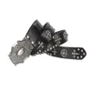 Belts Western Fashion Skull Rivets Studded Men Women Genuine Leather Waist Strap Punk Rocky Paisley Embossing Buckle220h