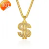 Pendant Necklaces New Hip Hop Nightclub Exaggerated Gold Chain Usd Symbol Necklace Mens and Womens Trendy Personality