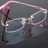 Mode solglasögon ramar lyxiga diamant putted rimless glasögon myopia rx kapabla minnes titanglasögon glasögon175s