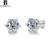 Luxo 0.5ct/1ct/2ct Rodada Moissanite 18k Brincos de Ouro Branco d Vvs1 Excelente Corte de Diamante Studs Parafuso de Volta