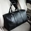 Large Capacity Men's Travel Bag Big Shoulder Duffle Bag Carry on Luggage Tote Woven Pu Leather Black Men Handbags Bolso Hombr282G