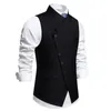 Men's Vests Sloping Collar Men Vest Solid Color Waistcoat Slim Fit Sleeveless Wedding With Lapel For Party