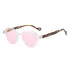 Sonnenbrille SOEI Mode Kleine Ovale Für Frauen UV400 Vintage Punk Nieten Candy Farbe Weibliche Brillen Männer Leopard Sonnenbrille