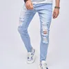 Jeans pour hommes Hip Hop déchiré en détresse hommes élégant Stretch pantalon en Denim maigre trous décontracté crayon Jean pantalon pour