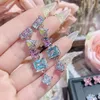 2024 Choucong Dangle Earrings Sparkling Luxury Jewelry 925 Sterling Silver Colorful Irregular geometry 5A Cubic Zircon Party Women Drop Tassels Earring Gift