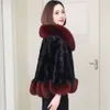 2024 Haining Winter New Combination Women's Short Slim Fox Fur Collar Mink Coat 232007