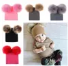 Newborn Baby Kids Girls Boys Winter Warm Knit Hat Furry Balls Pompom Solid Warm Cute Lovely Beanie Cap Gifts5987477