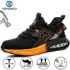 Autumn Mens Safety Shoes Orange Air Cushion Steel Toe Sports Shoes Black Safety Shoes For Men Anti-Smashing Industrial Shoes 240228