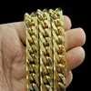24K Real Yellow Gold Finish Solid Heavy 11mm XL Miami Cuban Curn Link Necklace Chain 패키지 무조건 LIF2551