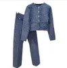 2024 Sandro Spring New Blue Sweet Women 's Knitted Set Top+Pants