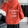 Mens Hoodies Zipper Sweatshirts 600/Gsm Custom Make Your Own Design Texts Loose Oversized Solid Hooded