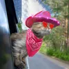 Odzież dla psa Śliczne pet po rekwizytów kostium kowbojski z LED Light Hat Heart Oulbes Lace-Up Scyk Wrap for Cat Cosplay