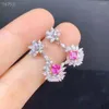 Stud Earrings Natural Sri Lanka Ceylon Pink Sapphire Romantic Gift Fine Jewelry 3.5mm