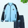 Giacche da donna Giacca da baseball patchwork Moda donna Nanning Uniforme scolastica Banda laterale Harajuku Cappotto a maniche lunghe con cerniera blu da uomo