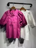 Женские блузки, 2 цвета, женская блузка на шнуровке с пышными рукавами, хлопковая, свежая, с круглым вырезом, простая осенняя рубашка 2024 для женщин