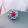 Bagues de cluster Bague de fiançailles Ruby de luxe pour femme 5mm 7mm 0.7ct naturel avec 3 couches plaqué or 18 carats bijoux en argent 925