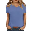 T-shirt da donna manica corta scollo a V top primaverili T-shirt basic allentata casual top camicetta moda donna per Y2k