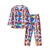 Nachtkleding voor heren Kleurrijke glitterprint pyjamasets Fonkelende lichtjes Zacht Heren Lange mouwen Retro kamer Tweedelige nachtkleding Grote maten