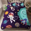 Ensembles de literie 3D Set Space Astronaut Housse de couette avec oreiller pour enfants Chambre Décor Garçons Draps en lin