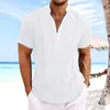 Erkek Tişörtleri Çiçek Uzun Kollu Bluz Erkek Gömlek Düz Renk Sıradan Kısa Kollu Yakel İnce Uygun Tunik