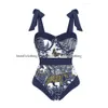 Costume da bagno da donna Costume da bagno retrò femminile con stampa patchwork Chic Costume intero da vacanza Abito da spiaggia Designer Costume da bagno estivo Abbigliamento da surf