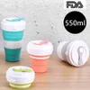 550 ml faltbare Silikon Tasse Teleskop Tasse mit Deckel Reise Wasser Tasse Kaffee Becher Sport Trinkwasser Flasche Drinkware Werkzeuge 240306