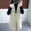 Gilet da donna Cappotto lavorato a maglia autunno e inverno sudcoreano Cardigan di media lunghezza Top maglione allentato senza maniche casual X194