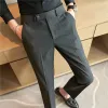 Pants Men Stripe Suit Pants 2023 Autumn New British Style Colorwoven Textured Trousers Slim Fit Dress Pants Solid Casual Men Clothing