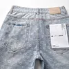 Jeans da uomo Nuovi jeans di marca viola Pantaloni stampati con lettera alla moda americana di High Street