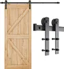 5FT / 6FT / 6.6FT / 8FT Nero Rustico Industriale Singolo Scorrevole Fienile Porta In Legno Hardware Kit Binario A Rulli Dritto Guardaroba