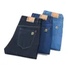 Jeans pour hommes 2024 printemps été léger coupe droite classique vêtements d'affaires mince coton élastique taille haute pantalon décontracté