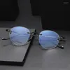 Sonnenbrillen Frames rahmenlose Titanniumgläser Oviale Rahmen Exquisite zarte Muster Vintage optische Luxusbrille für Frauen