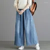 Damen-Jeans, weites Bein, Damenhose, hohe Taille, Jean, Baggy-Kleidung, koreanische Mode, Kleidung, Streetwear, Y2k, urban, warm