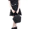 Jierotyx pentagrama punk escuridão gótico estrela bolsa feminina menina preto plutônio bolsa de ombro de couro macio com corrente alta qualidade 240228