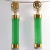 Brincos vintage femininos de jade verde pendurados em ouro 18K joias de festa novo 260n