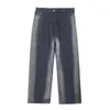 High Street Vibe Style Yellow Mud Dyed Jeans for Mens Washed Teen Mid Waist Small Feet Straight Leg Hanging Long Pants