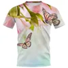 Herren-T-Shirts HX Fashion Herren-T-Shirts Rose Stamen Butterfly 3D-Grafik-T-Shirts Kurzarm Lässige Hip-Hop-Tops Drop