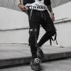 Spodnie Hip Hop Joggers Pants Men Harajuku Streetwear Ribbons Pants Casual Slim Track Spodni Elastyczne talia Męska Jogger WB284