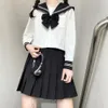 Black School Uniform Basic Costume Navy Japanese Set Girl Sailor Cartoon 240301