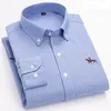 S6XL stor storlek 100 Cotton Oxford Herrskjorta Långärmad mjuk formell affärskontor Fashion Casual Quality Clothing 240305