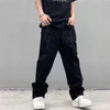 Mens Jeans luxury Designer Denim Embroidery Black Fashion Streetwear Low Rise Baggy Straight Hip Hop Trousers
