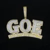 Lodowe iskrzenie Bling 5a Cubic Cyrron CZ Goe Letter Charm Wisiant Naszyjnik dla mężczyzn chłopiec moda hip hop biżuteria 209b