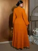 Vestidos casuais luz e estilo maduro gola redonda lanterna manga vestido plissado plus size mulheres vestidos de festa elegante senhora