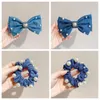 Hårklipp hårnål denim båge cool blå utredning strass hjärta barrettes smycken huvudbonad scrunchie gåva