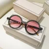 Retro Gray Pink Lens Round Sunglasses Women Brand Trendy Shiny Circle Frame Men Spectacle Plain Eyewear Shades Sun Glasses 240226