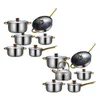 Pans 6Pcs Stainless Steel Cookware Set Soup Pot Portable With Glass Lid Frying Pan Kitchen Cooking Pots And For Home