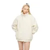 Jaquetas femininas versão coreana de cordeiro cashmere jaqueta de algodão para mulheres y2k streetwear design elegante solto e engrossado casaco quente